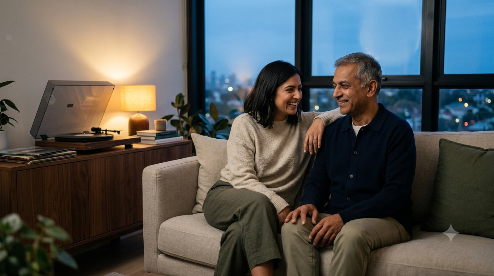 Father and daughter sharing a happy moment at home